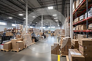 Efficiently organized packaging in a distribution warehouse, neatly managed inventory system