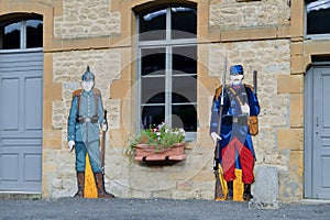 Effigy life size of two German and French soldiers