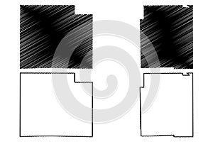Effingham and Edgar County, Illinois U.S. county, United States of America, USA, U.S., US map vector illustration, scribble