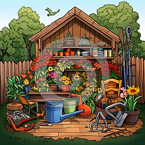 Effortless Gardening: Vibrant Garden Filled with Beginner-Friendly Tools