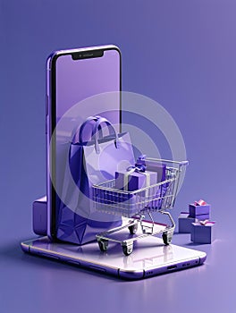 effortless shopping online store smartphone with shopping cart image photo