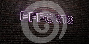 EFFORTS -Realistic Neon Sign on Brick Wall background - 3D rendered royalty free stock image