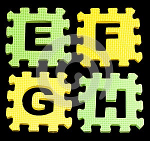 EFGH Alphabet learning blocks isolated Black