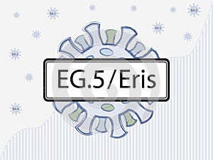 EG.5 Eris in the sign. Coronovirus with spike proteins of a different color symbolizing mutations.