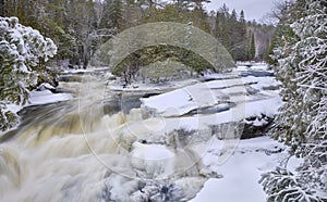 Egan Chutes waterfall in winter photo