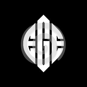 EGE circle letter logo design with circle and ellipse shape. EGE ellipse letters with typographic style. The three initials form a