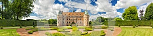 Egeskov Castle, Funen, Denmark. Vintage look.