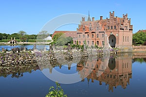 Egeskov castle and reflection, Denmark