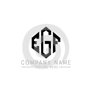 EGF letter logo design with polygon shape. EGF polygon and cube shape logo design. EGF hexagon vector logo template white and