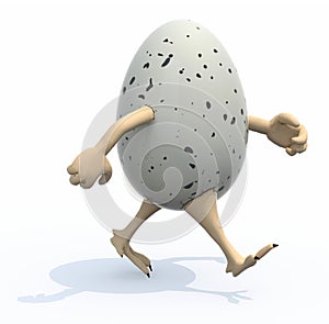 Egg with arms and legs protruding from the shell that is running