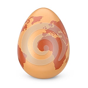 Egg as Globe with World Map. 3d Rendering