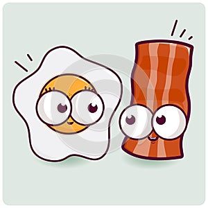 Egg and bacon characters. Vector illustration photo