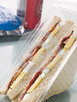 Egg And Bacon Sandwich On White Bread