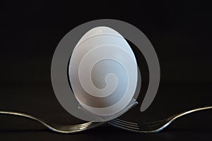 Egg balancing on forks