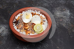 Egg Biryani , Anda biryani Indian anda rice with Basmati rice Hyderabad India photo
