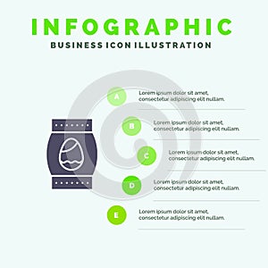 Egg, Bottle, Easter, Holiday Solid Icon Infographics 5 Steps Presentation Background