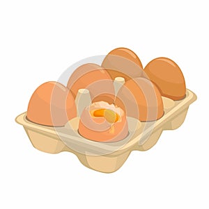 Egg In Box Cartoon Illustration Vector