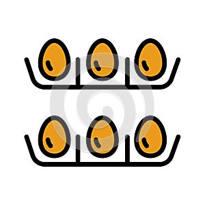 The egg box. Vector color illustration. Eggs icon vector with simple style isolated on white background