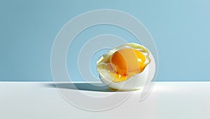 an egg is broken in half on a table