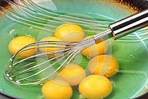 Egg broken into a plate