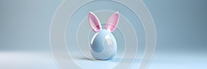 egg with bunny ears, banner format, generative AI