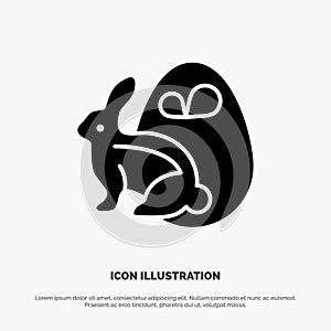 Egg, Bunny, Easter, Rabbit solid Glyph Icon vector