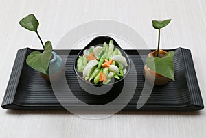 Egg cake, roughage steamed bread and side dishes breakfast set meal