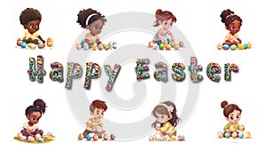 Egg-citing Playtime: Kids & Easter Eggs Vector Series