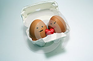 Egg couple who the heart photo