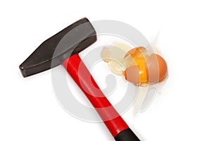 Egg cracked with hammer