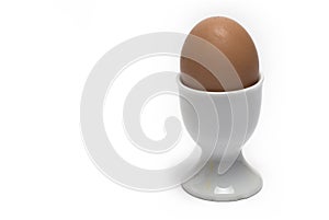 egg cup brown breakfast egg white background