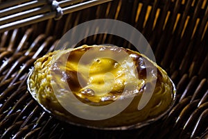 Egg custard tart.Egg custard tart in foil cup