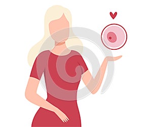 Egg Donation, Healthy Young Woman Holding Oocyte Vector Illustration photo