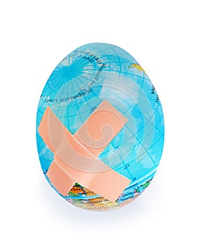 Egg earth globe, concept of global problems with ecosystem of earth. World safe