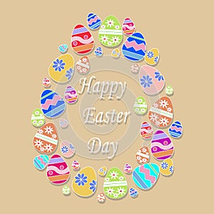 Egg from easter eggs with text on beige background