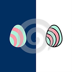 Egg, Easter, Nature, Spring  Icons. Flat and Line Filled Icon Set Vector Blue Background