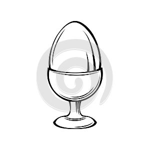 Egg in egg holder, egg-cup, egg stand. Vector illustration.