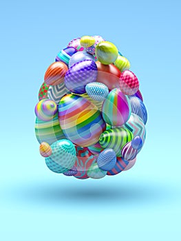 Egg from eggs. Easter Greeting Card. 3D Illustration