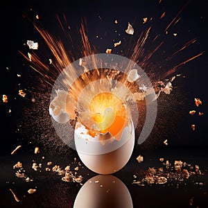 Egg exploding.