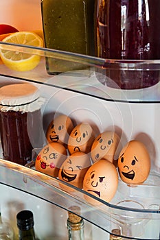 Egg faces with emotions