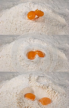 Egg Falling on Flour