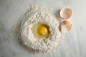 Egg in flour