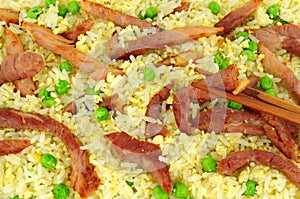 Egg fried rice with pork background