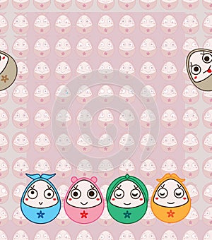 Egg fun face face frame seamless pattern