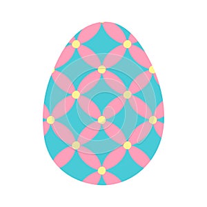 Egg with geometric flower pattern, Easter holiday design element, vector