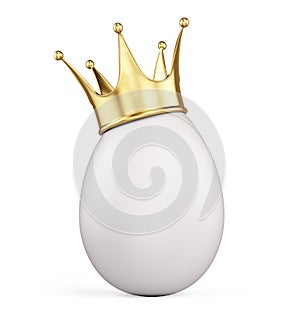 Egg with gold crown isolated on white