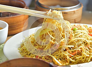 Egg ham Stir fried saute rice noodle