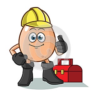 Egg handy man vector cartoon illustration