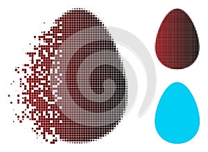 Destructed Pixel Halftone Egg Icon