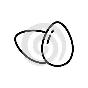 Egg icon. Linear logo of two chicken eggs for packaging design. Black simple illustration of eco, bio farm product, ingredient for